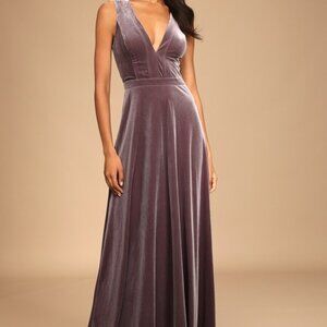 Beautiful Night Dusty Purple Velvet Sleeveless Maxi Dress